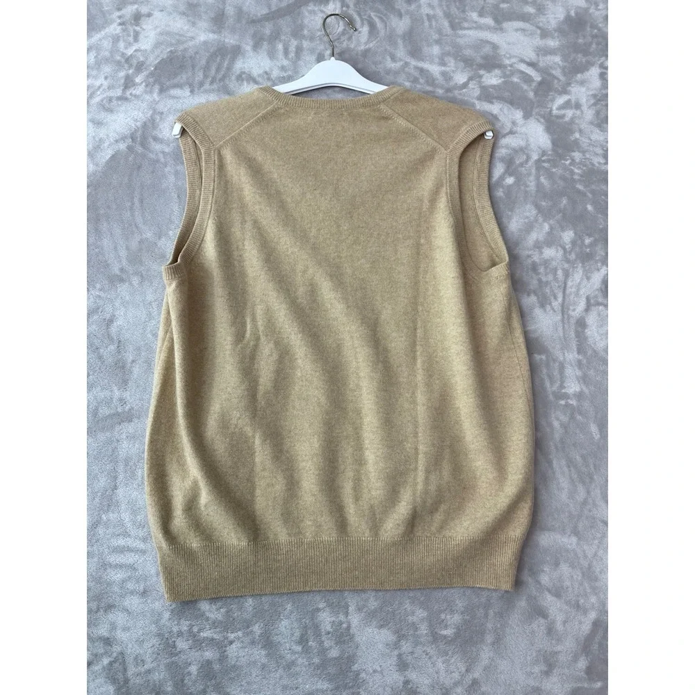 Bullock & Jones Tan 100% Cashmere V-Neck Sweater Vest Made in Scotland Mens S